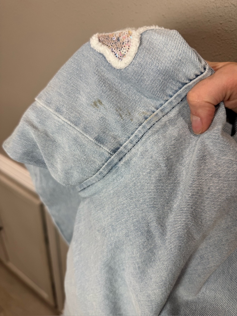 Bow Detail Frayed Denim Shacket - Picture 6 of 7